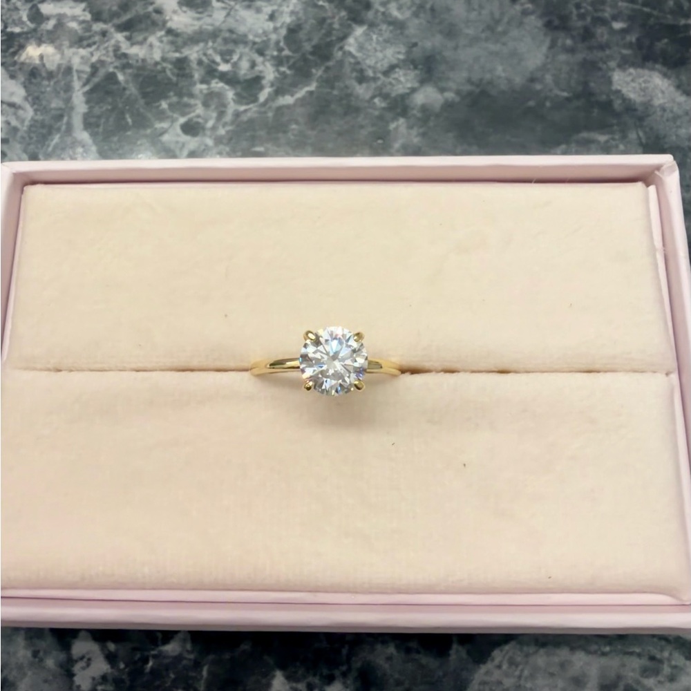 Travel Ring 2 ct Round Solitaire with Hidden Halo Size 7